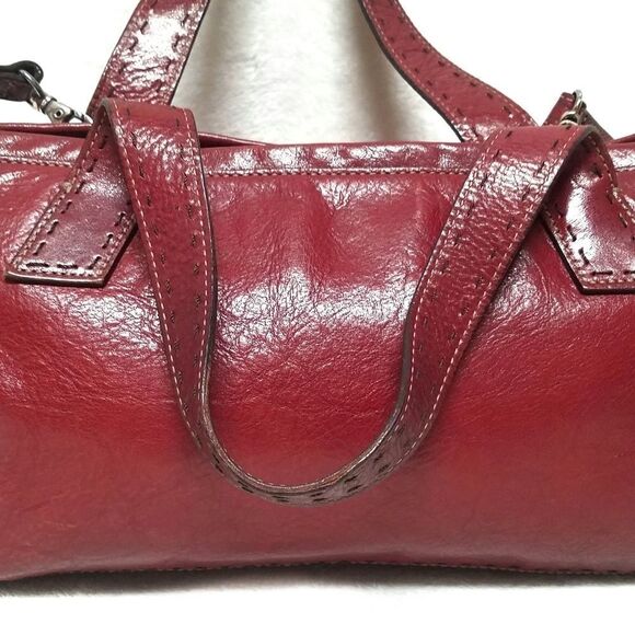 VINTAGE Fossil Red Distress Leather Crossbody Bag - Picture 5 of 15